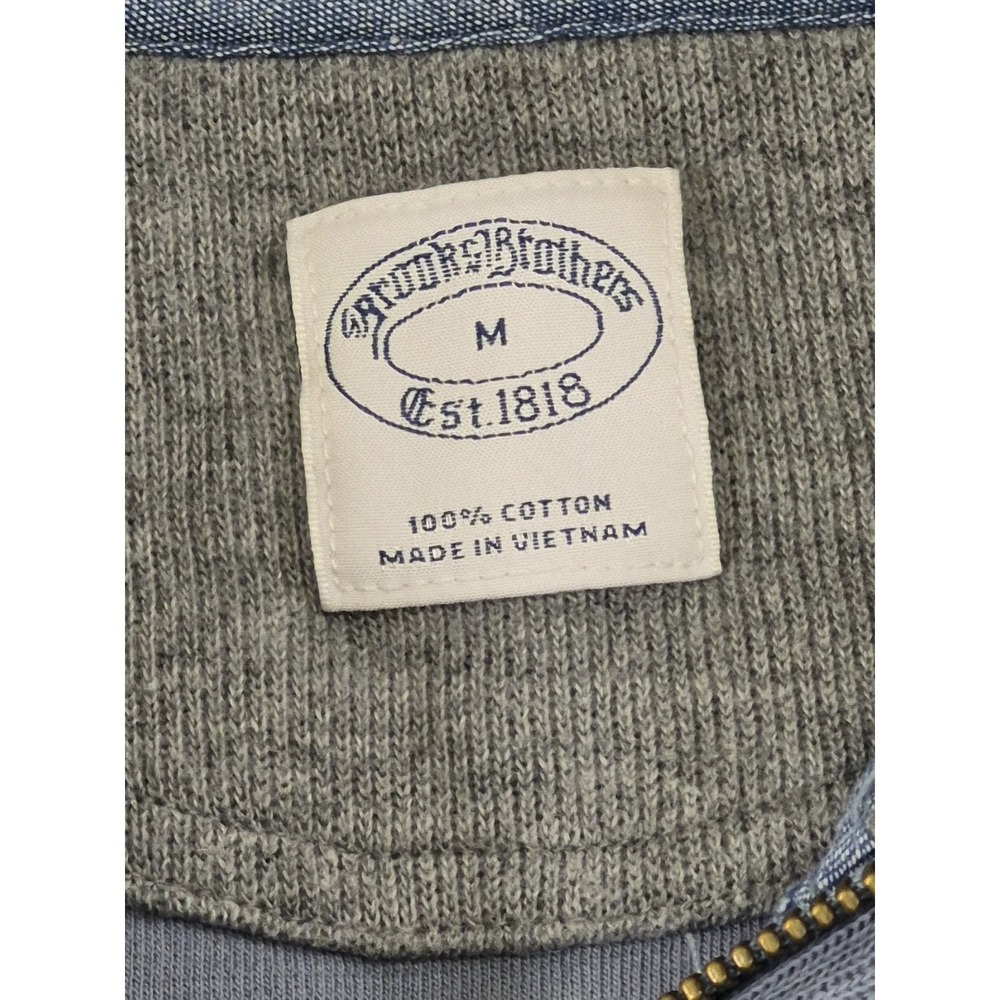Brooks Brothers Sweater Mens Medium Gray 1/4 Zip Pullover Sweater 100% Cotton - Picture 3 of 11